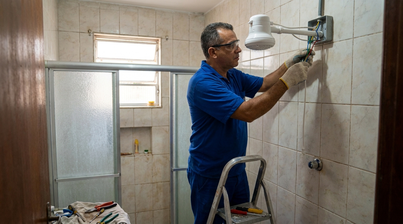 Substituição de Chuveiro Antigo em São Carlos‑SP